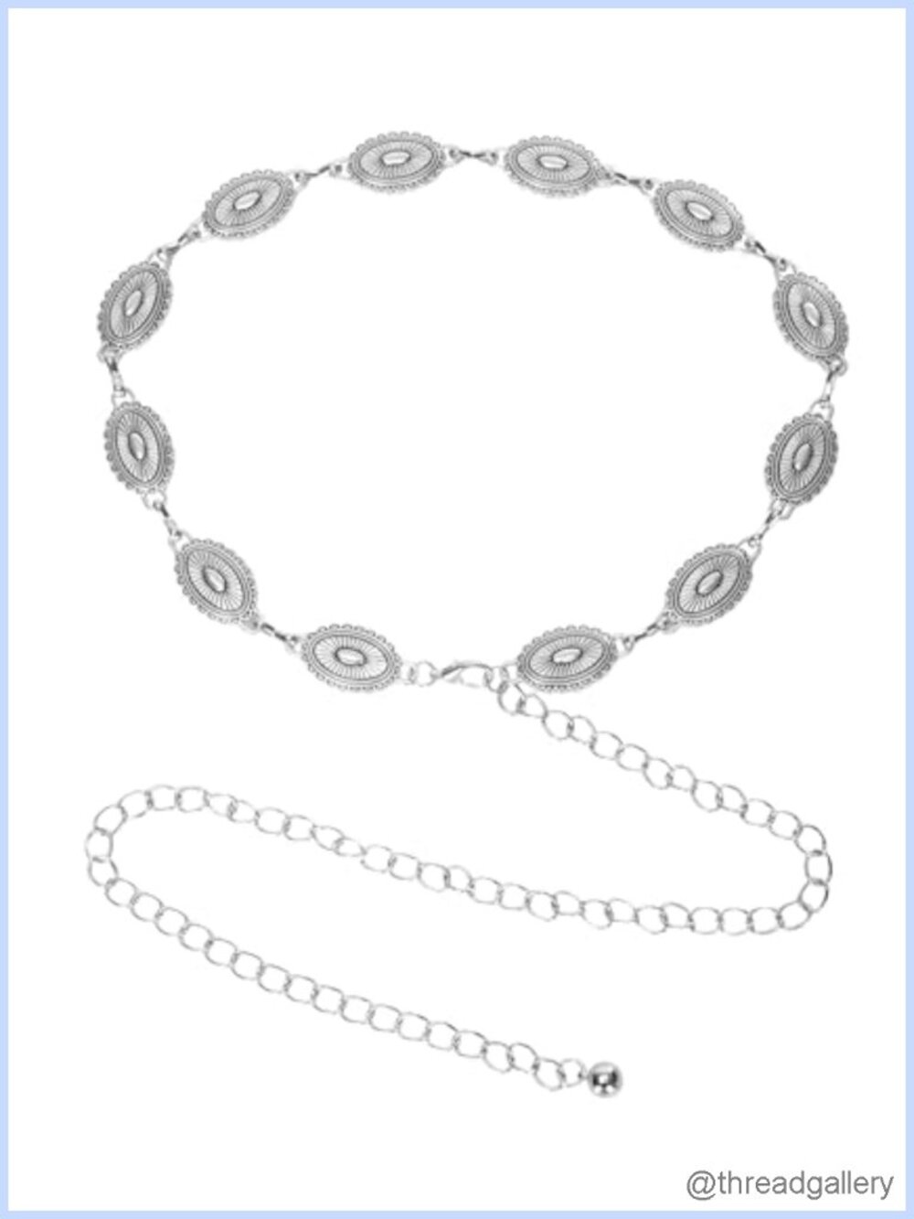 Western Metal Concho Chain Belt Adjustable Boho Waist Links